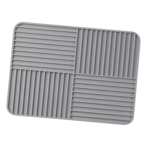 Plato de silicona Mat de secos Mat de drenadora Tapa de corte seco rápido Almohadilla sin deslizamiento para tazones de vajillas Café de comedor del Gris claro