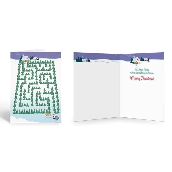 A Maze of Christmas Trees for Santa Holiday Card - 12 Holiday Cards & Envelopes-