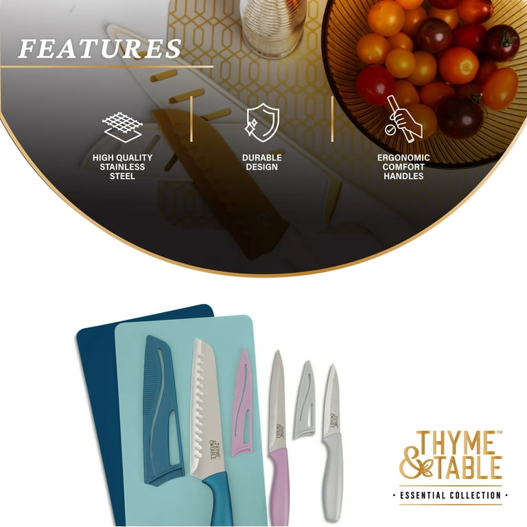 Thyme & Table 8-Piece Stainless Steel Knife & Flexible Cutting Mat