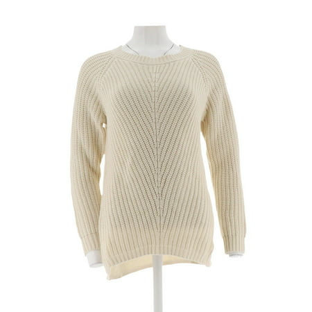 Denim & Co Cable Knit Long Slv Pull-Over Sweater