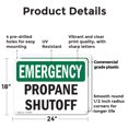 thumbnail image 2 of (2 Pack) Propane Shutoff OSHA Emergency Sign 24 Inch X 18 Inch Plastic Sign, Weather Resistant, UV Protected for Workplace, Business, and Construction Site, Made in the USA, 2 of 8