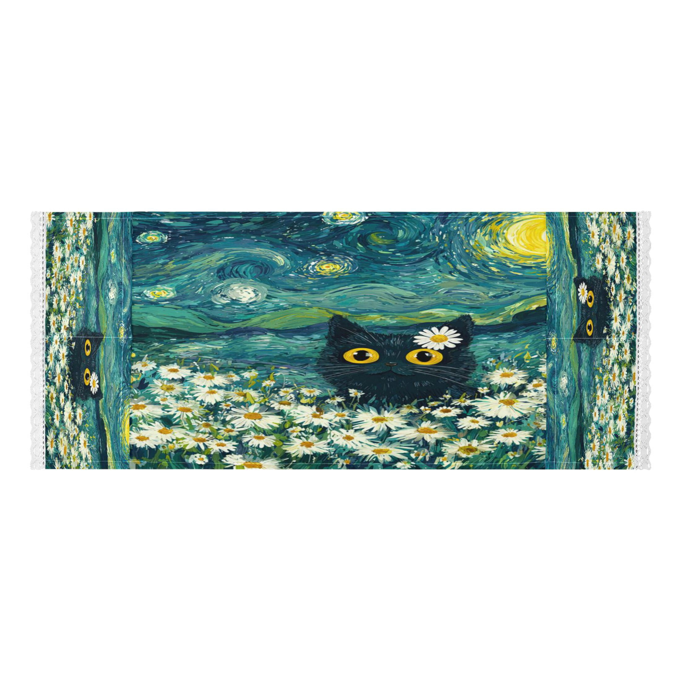 Wobogo Starry Daisy Cat Washing Machine Cover Dustproof Washer Dryer Cover Waterproof Laundry Room Decorative Protector