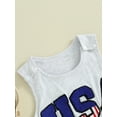thumbnail image 5 of FEORJGP Infant Baby Boys Girls 4th of July Romper 3M 6M 12M 18M 24M Newborn Sleeveless Vest Jumpsuit Letter Embroidery Round Neck Bodysuit Casual Summer Clothes for Independence Day, 5 of 8