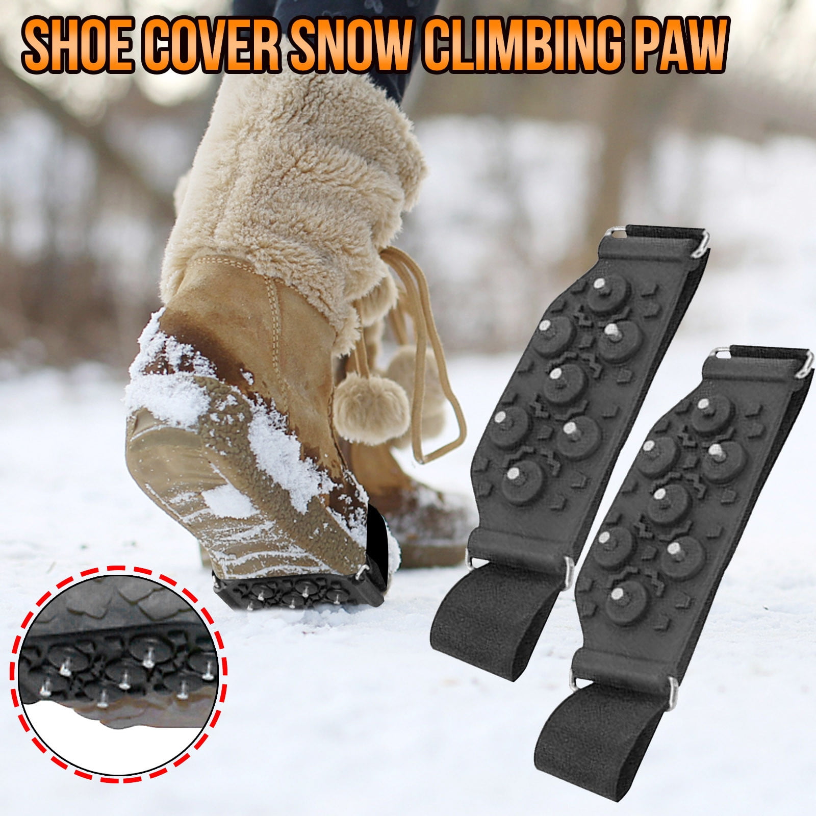 Ice Grippers Snow Grips Winter Shoes Boots Straps Metal Spikes Studs Universal 