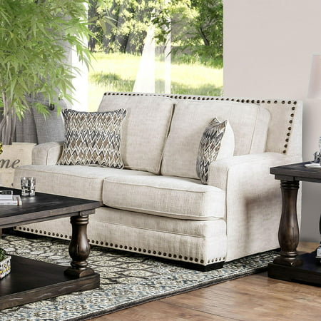 Transitional Fabric Upholstery Loveseat in Beige Osvaldo by Furniture of America