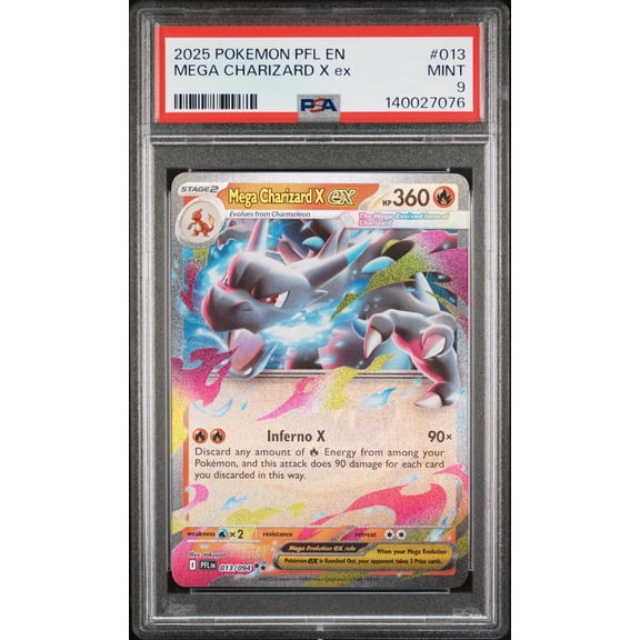 2025 Pokemon Mega Evolution Phantasmal Flames Mega Charizard X Ex #13 PSA 9