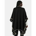 thumbnail image 3 of The Pioneer Woman Whipstitch Wrap Ruana with Belt Layering Piece, Black Beauty, 3 of 5