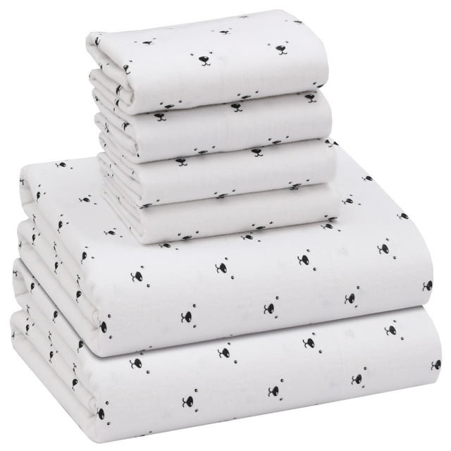 Sábanas de franela Ruvanti, tamaño completo, 6 unidades, 100% algodón, 170 g/m²