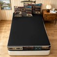 thumbnail image 4 of Manfei Farmhouse Bear Zipper Queen Comforter Set with Fitted Sheet and 2 Pillowcases, Boho Aztec Triangle Zipper Bedding Set, Dark Brown, Black Reversible, 4-Piece, 4 of 7