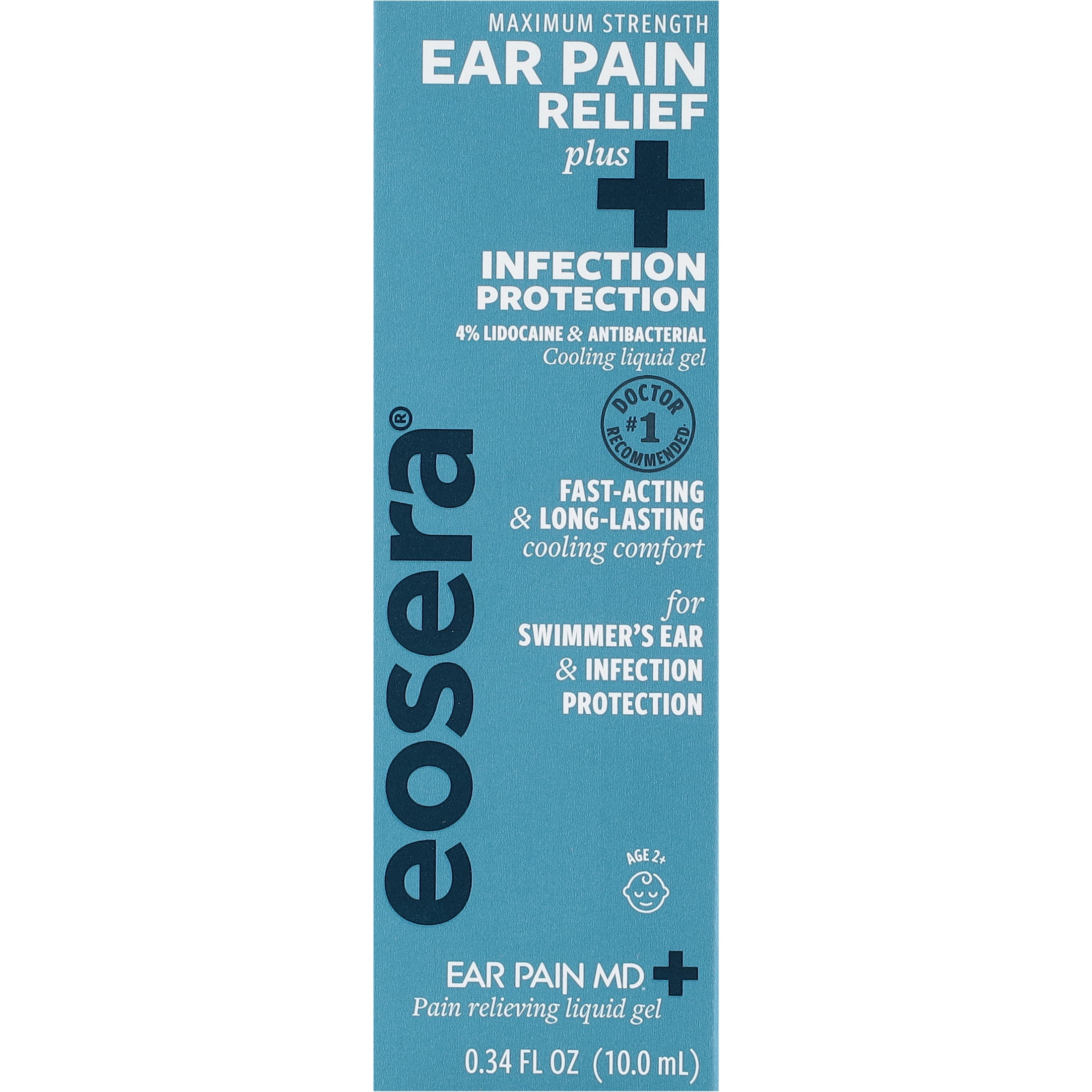 (2 pack) Eosera Ear Pain MD Plus Ear Pain Relief Drops With 4% Lidocaine And Thymol, 10 ml