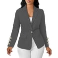 thumbnail image 2 of Sentmoon Womens Blazers Color Block Long Sleeve Lapel Button Down Blazer Jacket with Cuff Detail for Office Work, 2 of 8