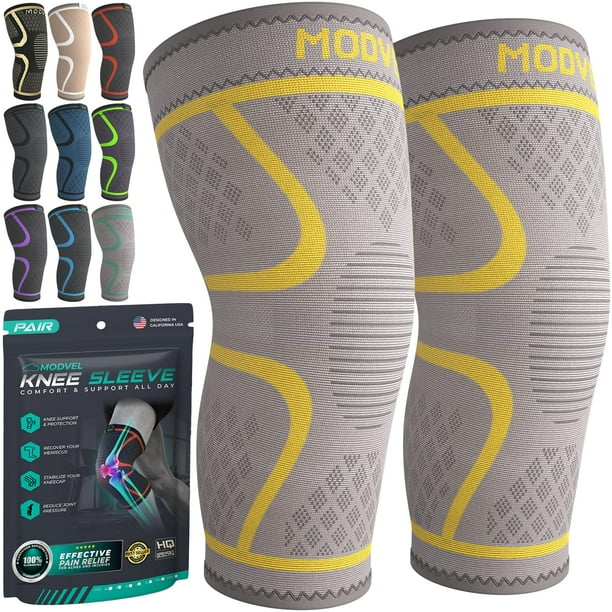 Rodillera de compresión Modvel para mujer y hombre, paquete de 2 rodilleras para correr y aliviar el dolor de rodilla, rodillera de compresión, rodillera deportiva para entrenamiento, alivio del dolor