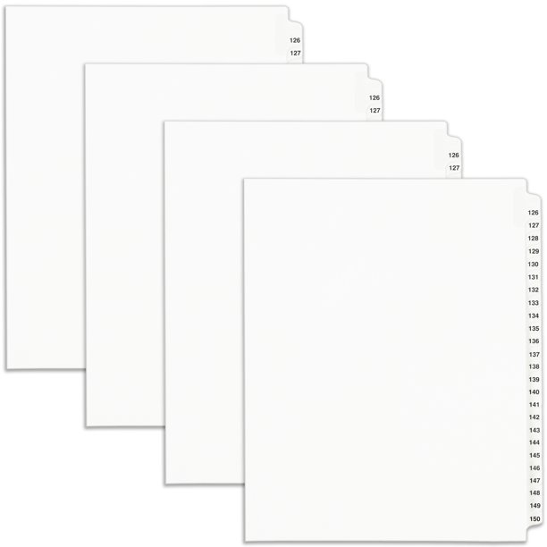 Avery Legal Exhibit Binder Dividers, Preprinted 126-150 Tab, Side Tabs ...