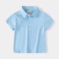 thumbnail image 2 of Xudanell Boys Summer T Shirts Solid Color Boys Polo Shirts Gentle Round Neck Tee Clothes Light Blue 4-5 Years, 2 of 5