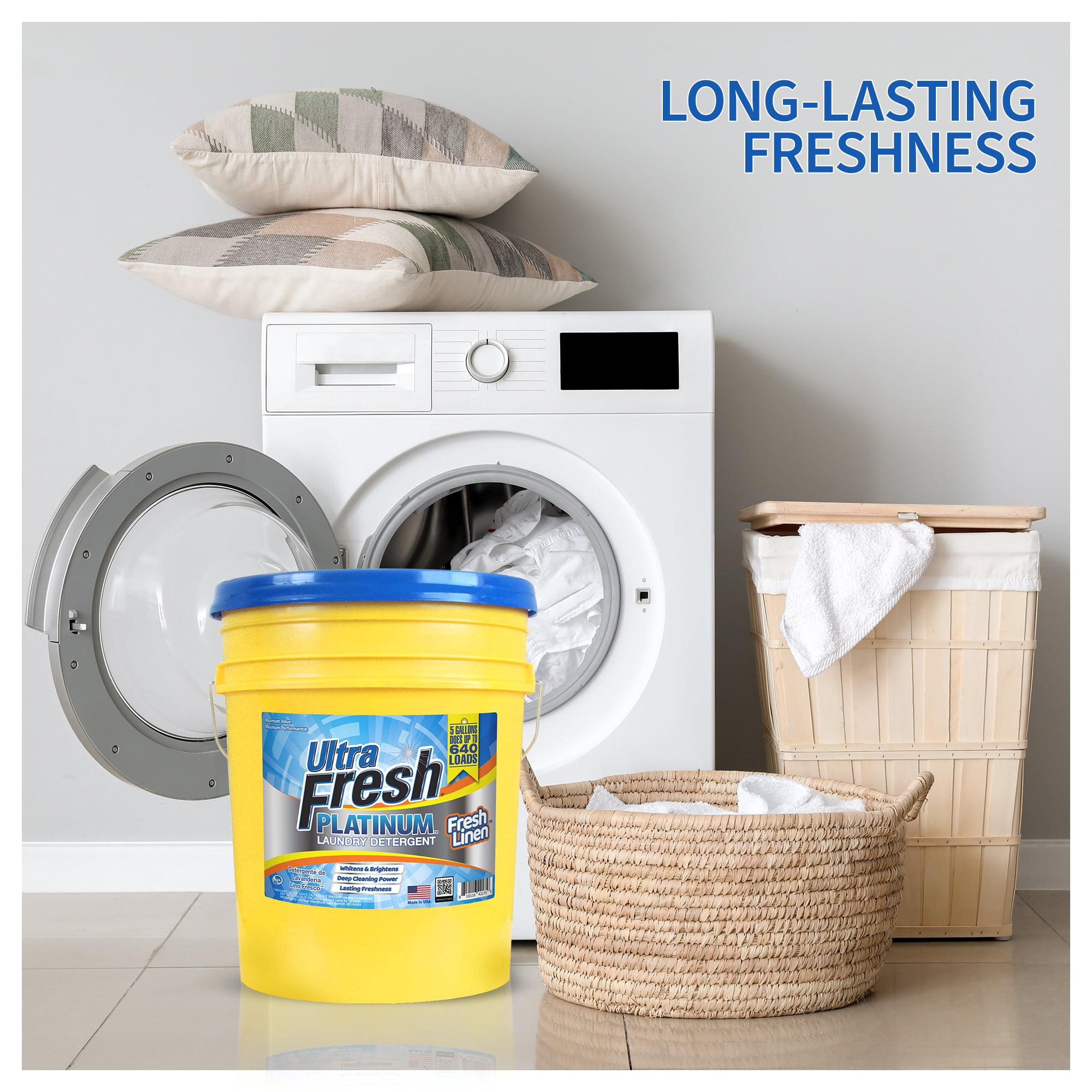 Ultra Fresh Platinum 5 Gal Liquid Laundry Detergent, Up to 640 Loads, Fresh Linen Scent