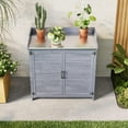 thumbnail image 3 of Asofer Potting Bench for Outside, Potting Table with Storage Cabinet & Metal Tabletop for Patio, Grey, 3 of 11