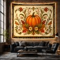 thumbnail image 6 of Pumpkin and Maple Leaves on Textured Parchment, Cozy Folk Art for Nature Lovers, Neutral Botanical Wall Decor, Thanksgiving Hostess Gift, Tapestry Wall Hanging for Living Room and Bedroom, 6 of 7