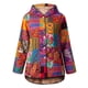 thumbnail image 1 of Chaqueta con capucha de lana para mujer Abrigo suelto con botones y bolsillos con estampado vintage Irfora Amarillo/5XL, 1 of 7