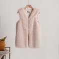 thumbnail image 2 of HAPIMO Women's Winter Outfits Solid Color Soft Fleece Coat Casual Wedding Party Vest Sleeveless Outwear Faux Fur Jackets Open Front Cardigans Fall Fashion Beige L, 2 of 5