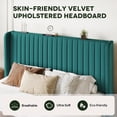 thumbnail image 4 of Einfach Full Bed Frame, Upholstered Platform Bed with Wingback Headboard, No Box Spring Required, Lake Blue, 4 of 9