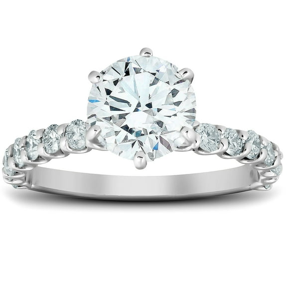 Pompeii 1 3/4 Ct Round-Cut Diamond Engagement Ring With Accents 14k White Gold Lab Grown