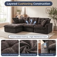 thumbnail image 4 of LazySunsets 112" Oversized Modular Sectional L Shaped Sofa, Wide & Deep Seat Boneless Cloud Couch With Multi-Purpose Round Pillow, No Assembly (Brown), 4 of 7