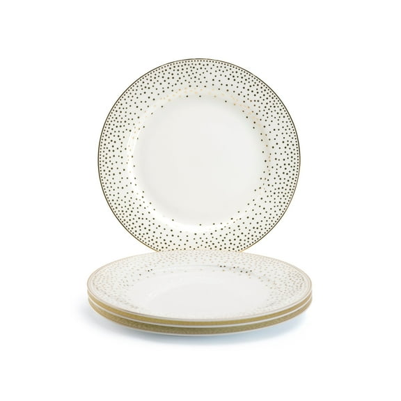 Grace Teaware Gold Dots White 8.15" Bone China Dessert Plates Set of 4