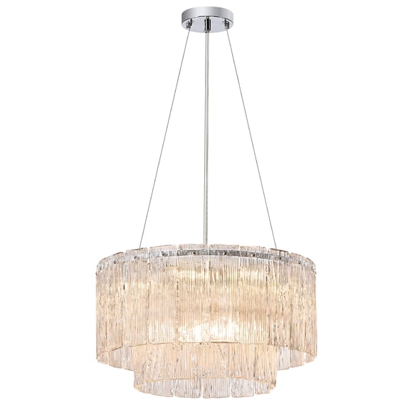 Modern Chrome Chandeliers, 20” 7-Light Crystal Glass Ceiling Pendant Light Fixtures Luxury Round Chandelier 2 Tiers Hanging Lighting for Dining Room Foyer Living Room Bedroom