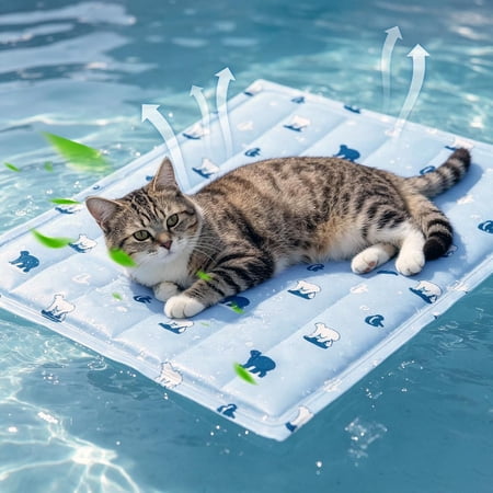 Self Cooling Mat Washable Portable Foldable for Dogs Cats Rabbits Blue L