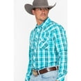 thumbnail image 2 of Rock & Roll Denim Men's And Poplin Plaid Print Snap Long Sleeve Western Shirt Blue Medium, 2 of 7