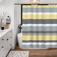 thumbnail image 3 of Yellow Gray Horizontal Stripes Water-Repellent Fabric Shower Curtain with Reinforced Metal Grommets Refreshing Striped Design Bathroom Decor, 3 of 8