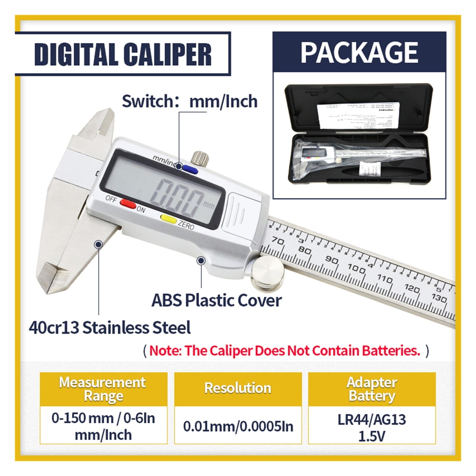 Digital Caliper Metal Vernier Caliper With Dial Indicator Stainless/Carbon Steel Gauge Measuring Tools Micrometer ,Easy to Operate