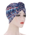 thumbnail image 3 of Caywon Women's Trendy Floral Print Head Wrap Muslim lightweight Breathable Ruffle All Packaged Spring Summer Headscarf(Dark Blue,Free Size), 3 of 6