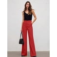 thumbnail image 6 of Women Wide Leg Pants Summer High Waisted Business Casual Work Dress Pants Trousers Slacks Red XL, 6 of 9