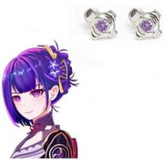 Anime Genshin Impact Earrings Vision Accessories Piercing Earrings Cute Aesthetic Alternative Anime Ear Studs Women Jewelry,Raiden Ei