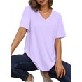 thumbnail image 4 of Womens V Neck Short Sleeve T Shirts Summer Tops Casual Loose Tees Trending Now Light 4XL, 4 of 6