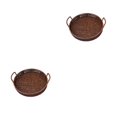 thumbnail image 2 of Bewildely Bandeja tejida con asa de fruta Cesta de almacenamiento de bocadillos retro portátil Gran capacidad Sala de estar Goma negra 30cm4.5cm Goma de flor negra 30 cm * 4.5 cm 2Conjunto, 2 of 6