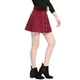 thumbnail image 4 of INSPIRE CHIC Women's Faux Suede Button Front A-Line High Waisted Mini Short Skirt M Dark Red, 4 of 8