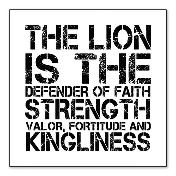 DistinctInk Custom Bumper Sticker - 10" x 10" Decorative Decal - White Background - Lion - Strength Valor Fortitude Kingliness
