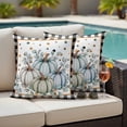 thumbnail image 4 of Fall Pumpkins Outdoor Waterproof Pillow Covers, Teal Blue Grey Thanksgiving Black Plaid Polka Dot Decorative Square Throw Pillowcase Sofa Cushion Sham for Patio/Couch/Chair, 24"x24" 2 Pack, 4 of 8
