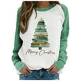 thumbnail image 5 of Fiaer Women Sweatshirts Christmas Plus Size Long Sleeve Pullovers Crew Neck Funny Graphic Loose Fit Casual Trendy Tops Light Green S, 5 of 5