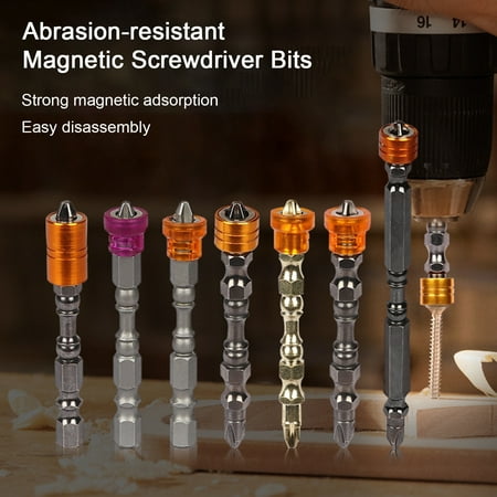 

Fairnull 5Pcs/Set Electric Screwdriver Bits Double Head Magnetic Ring Hex Shank Anti-slip Tool Steel High Hardness Cross Screwdriver Bits for Carpentry