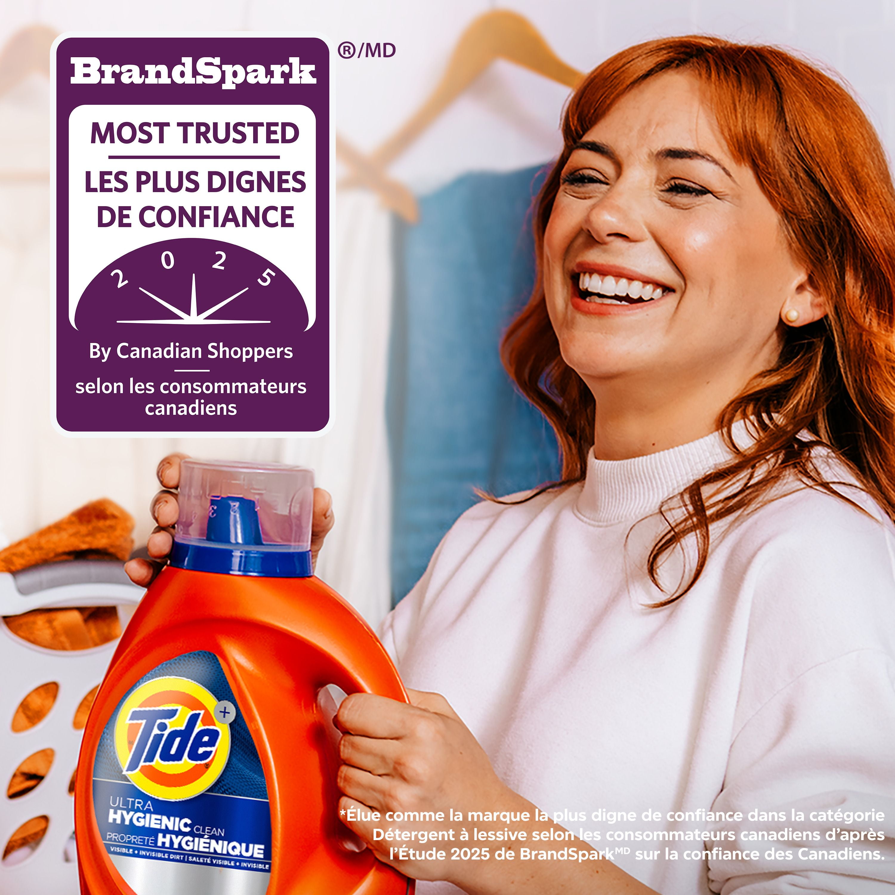 Détergent à lessive liquide Tide Propreté hygiénique, parfum original, compatible avec les laveuses HE 3.9L