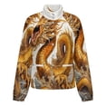 thumbnail image 5 of Jackets for Women Winter Coat Jackets Flannel Stand Collar Jacket(Golden Chinese Dragon Illustration,Size:S-4XL), 5 of 7