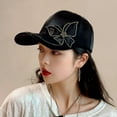 thumbnail image 4 of Travelwant Women Girls Butterfly Rhinestones Baseball Caps Hats Fashion Bling Rhinestone Studded Sun hat Adjustable Hip Hop Hat, 4 of 7