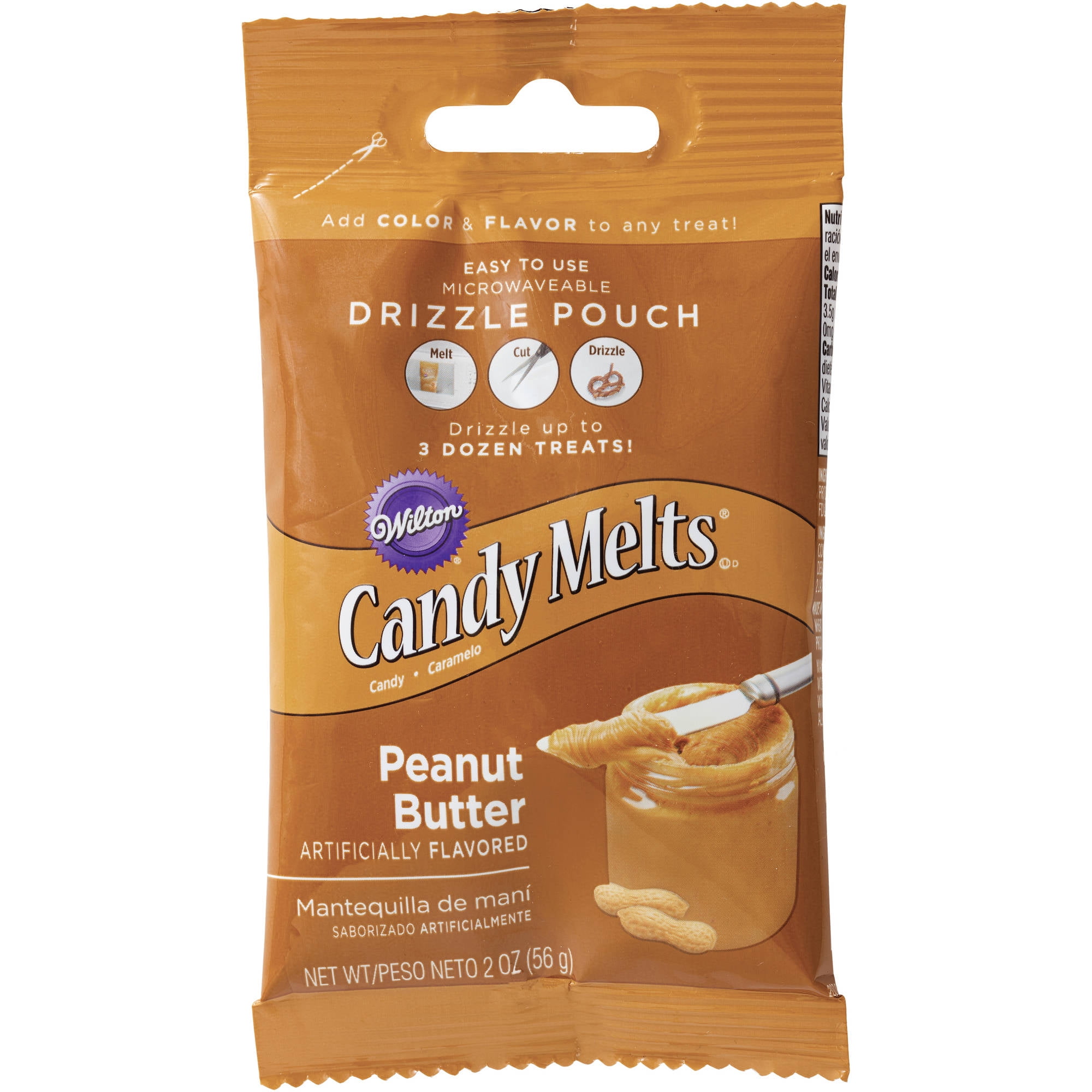 Wilton Peanut Butter Candy Melts Drizzle Pouch 2 Oz 4377