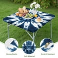 thumbnail image 4 of Blue Tie Dye Flower Mandala Pattern Square Fitted Tablecloth with Elastic Edge,Square Table Cover,Washable Elastic Table Cover for Home Kitchen Party Decor 34"x34", 4 of 6