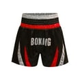 thumbnail image 1 of Yartina Kids Boys Shiny Boxer Shorts Color Block Metallic Side Split Satin Shorts for Boxing Training Red&Silver 12, 1 of 4