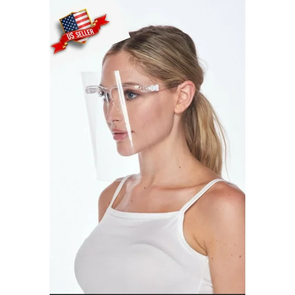 ?10 Clear Face Shield Guard Safety Protection With Glasses Reusable Washable