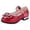 Red, variant on Gyujnb Mary Jane Shoes Fashion Bow Rhinestone Hook and Loop Low Heel Closed Toe Dress Shoes (Girls),7-8 Years